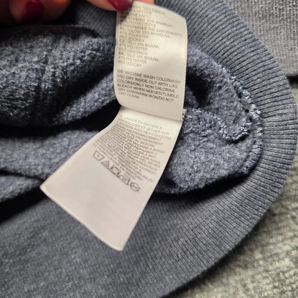 The North Face Mens Small S Pullover Hoodie Sweatshirt Blue Gray Half Dome Logo